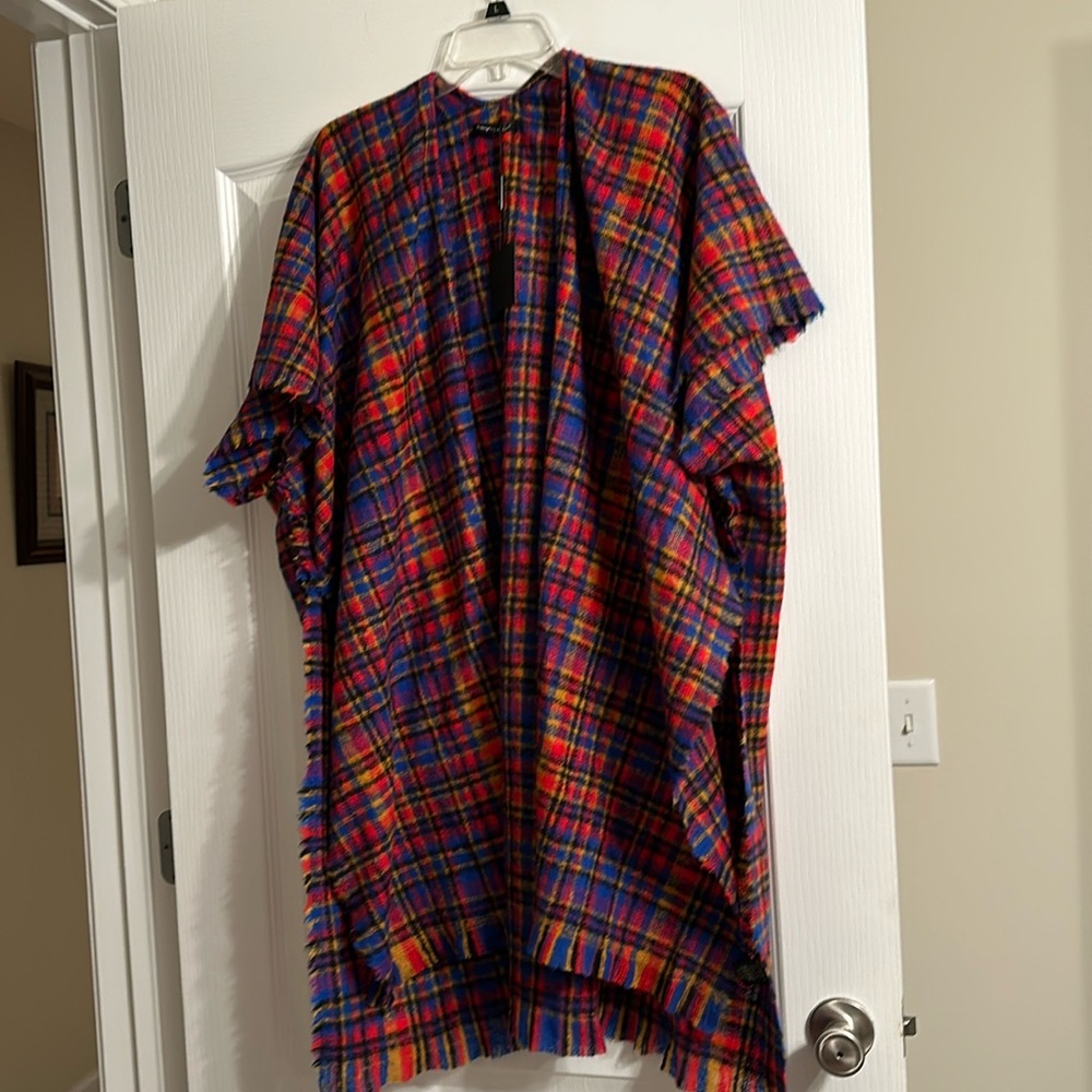 Do Everything In Love Plaid Kimono